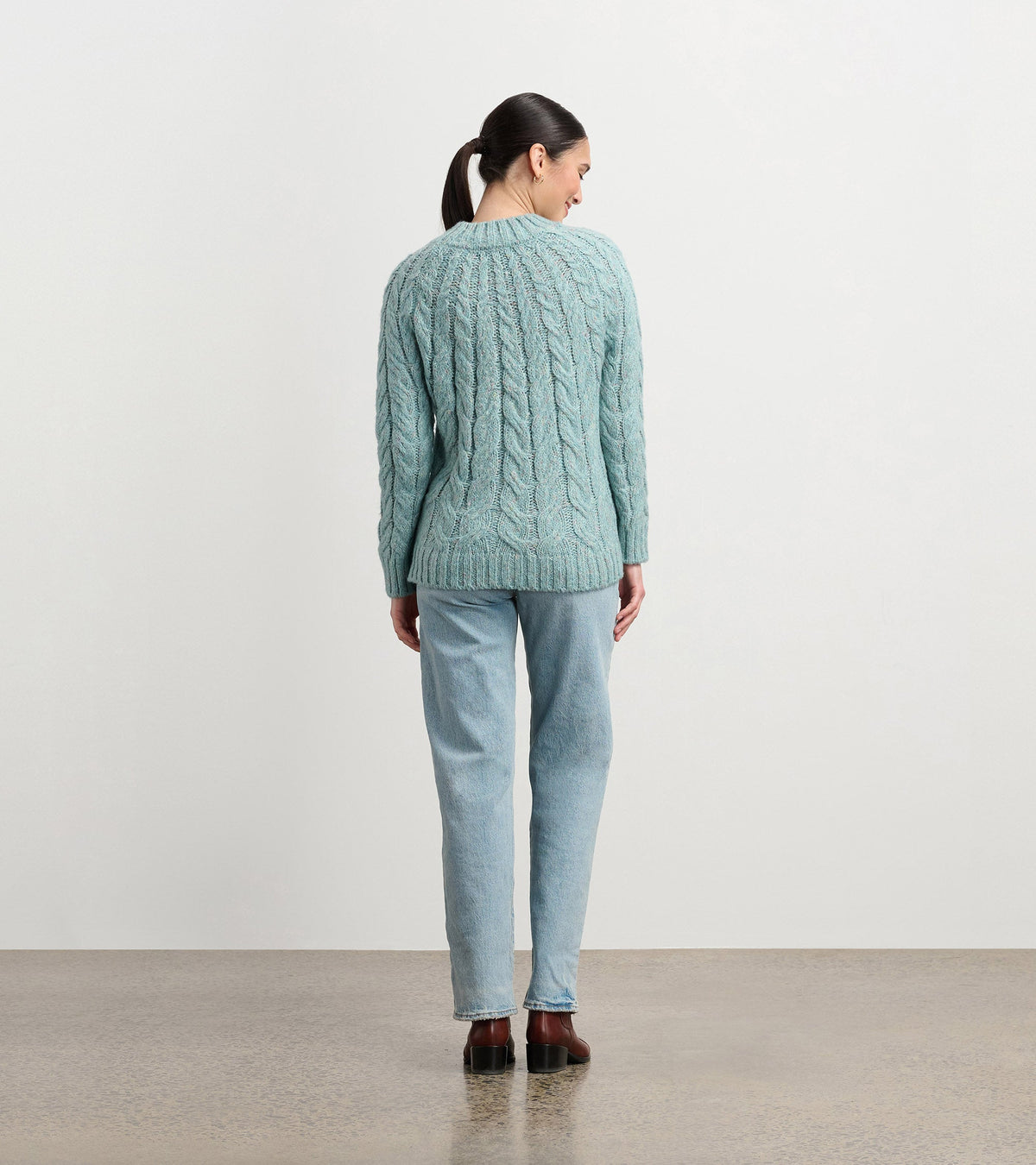 Hatley Dylan Cable Knit Sweater - Light Turquoise