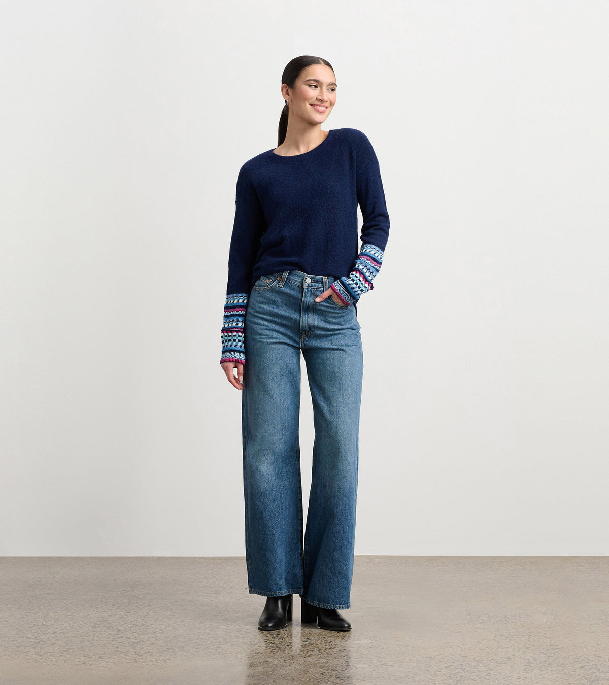 Hatley Jacquard Cuff Sweater - Navy