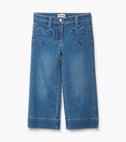 Hatley Girls Stretch Denim Wide Leg Pants