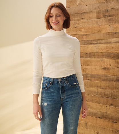 Hatley Mock Neck Top - Cream White