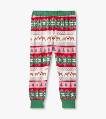 Hatley Girls Puppy Hearts Fair Isle Bamboo Pajama Set