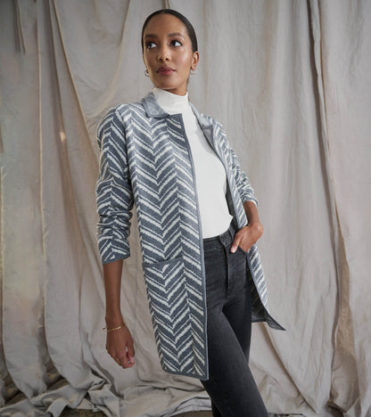 Hatley Sweater Blazer - Grey Chevron