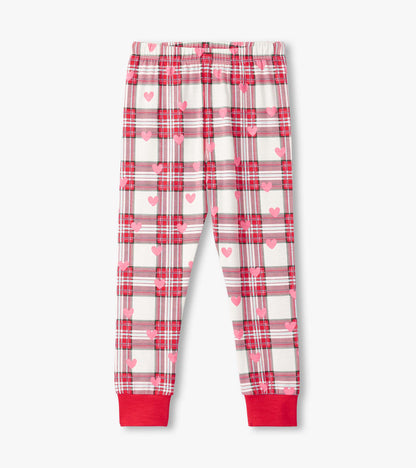 Hatley Girls Plaid Hearts Pajama Set