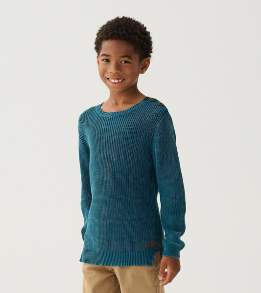 Hatley Boys Moroccan Blue Button Neck Sweater
