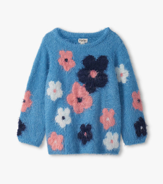 Hatley Girls Floral Cluster Furry Sweater