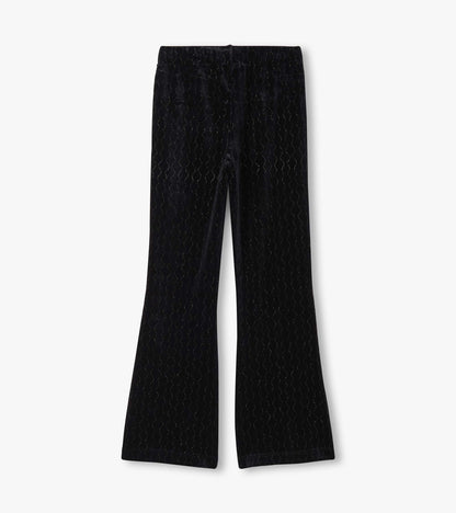 Hatley Girls Black Sparkle Wave Velour Flared Pants