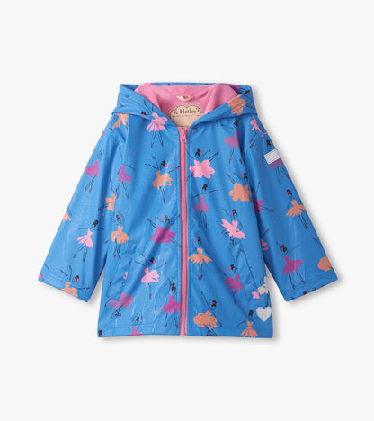 Hatley Girls Ballet School Color Changing Zip-Up Rain Jacket