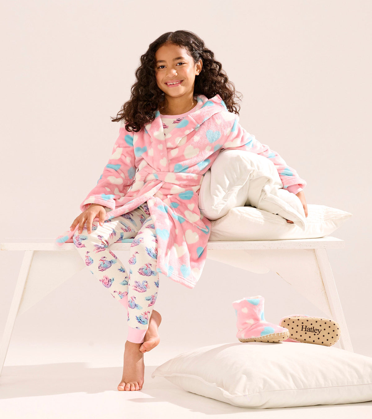 Hatley Girls Big Hearts Fuzzy Fleece Robe
