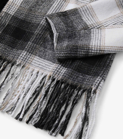 Hatley Fringe Jacket - Black and Taupe Plaid
