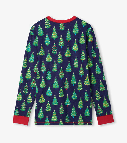 Hatley Men's Bottle Brush Trees Glow in the Dark Cotton Pajama Set