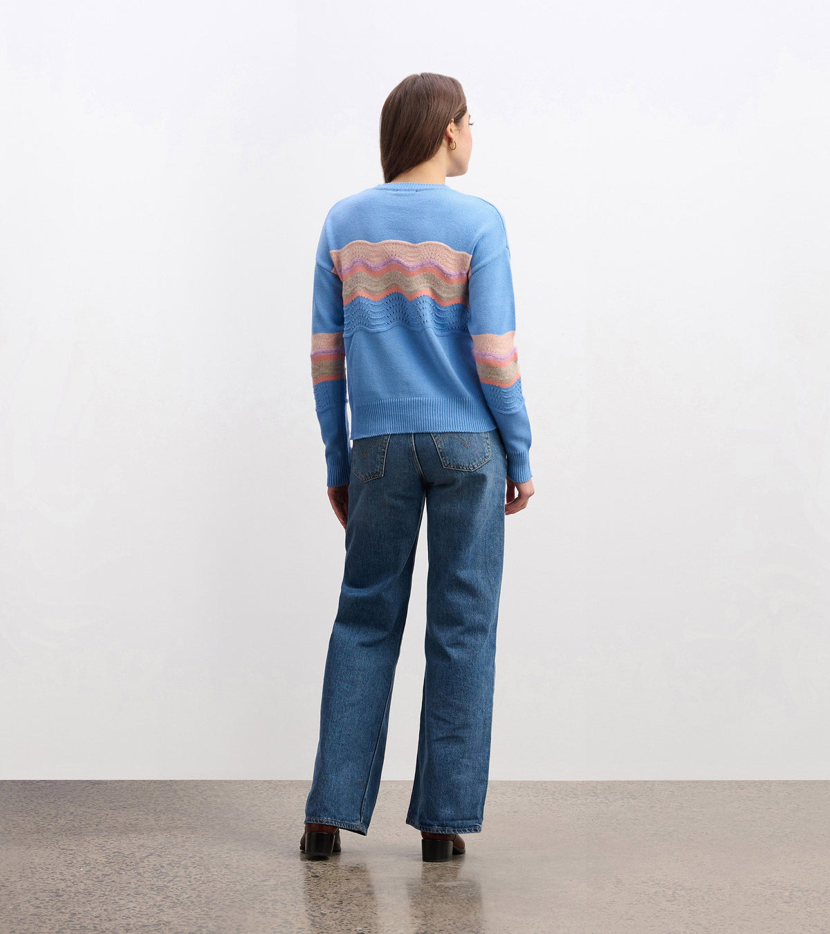 Hatley Pointelle Wave Sweater - Sky Blue Ripple
