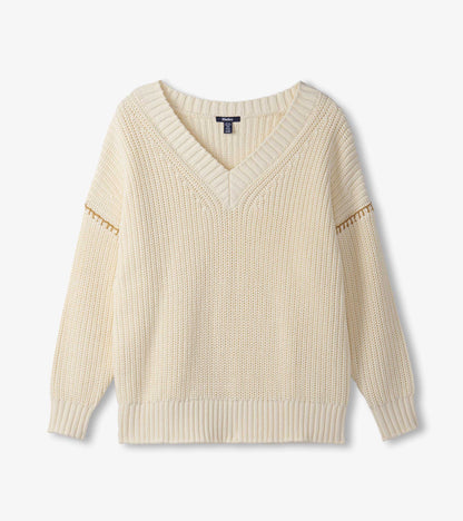 Hatley V-Neck Slouchy Sweater - Cream