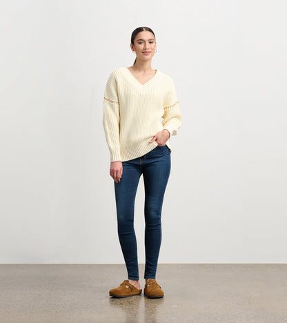 Hatley V-Neck Slouchy Sweater - Cream