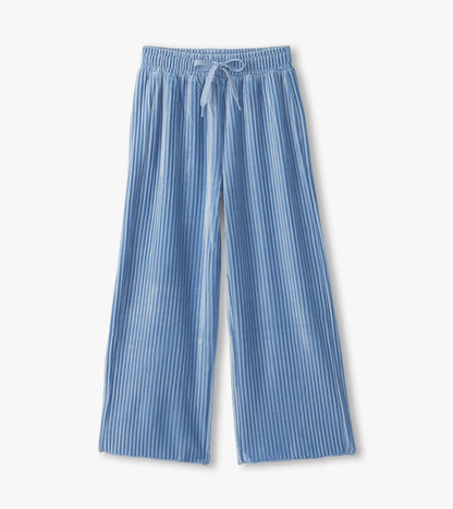 Hatley Girls Cornflower Blue Pleated Velour Relaxed Pants