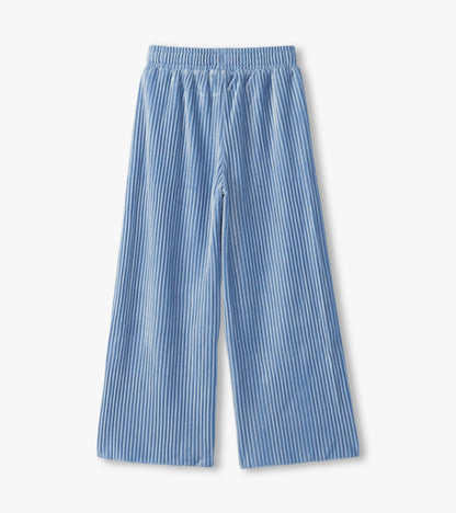 Hatley Girls Cornflower Blue Pleated Velour Relaxed Pants