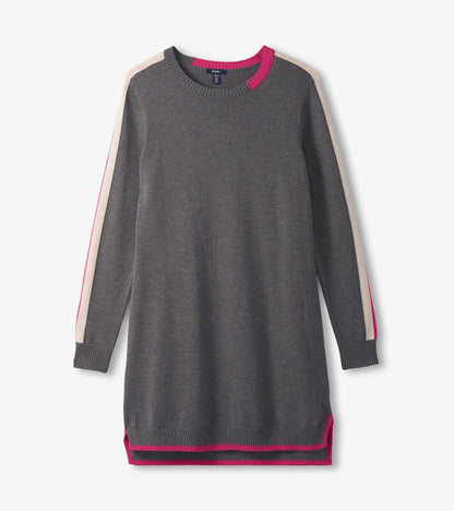 Hatley Contrast Trim Sweater Dress - Charcoal