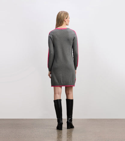Hatley Contrast Trim Sweater Dress - Charcoal