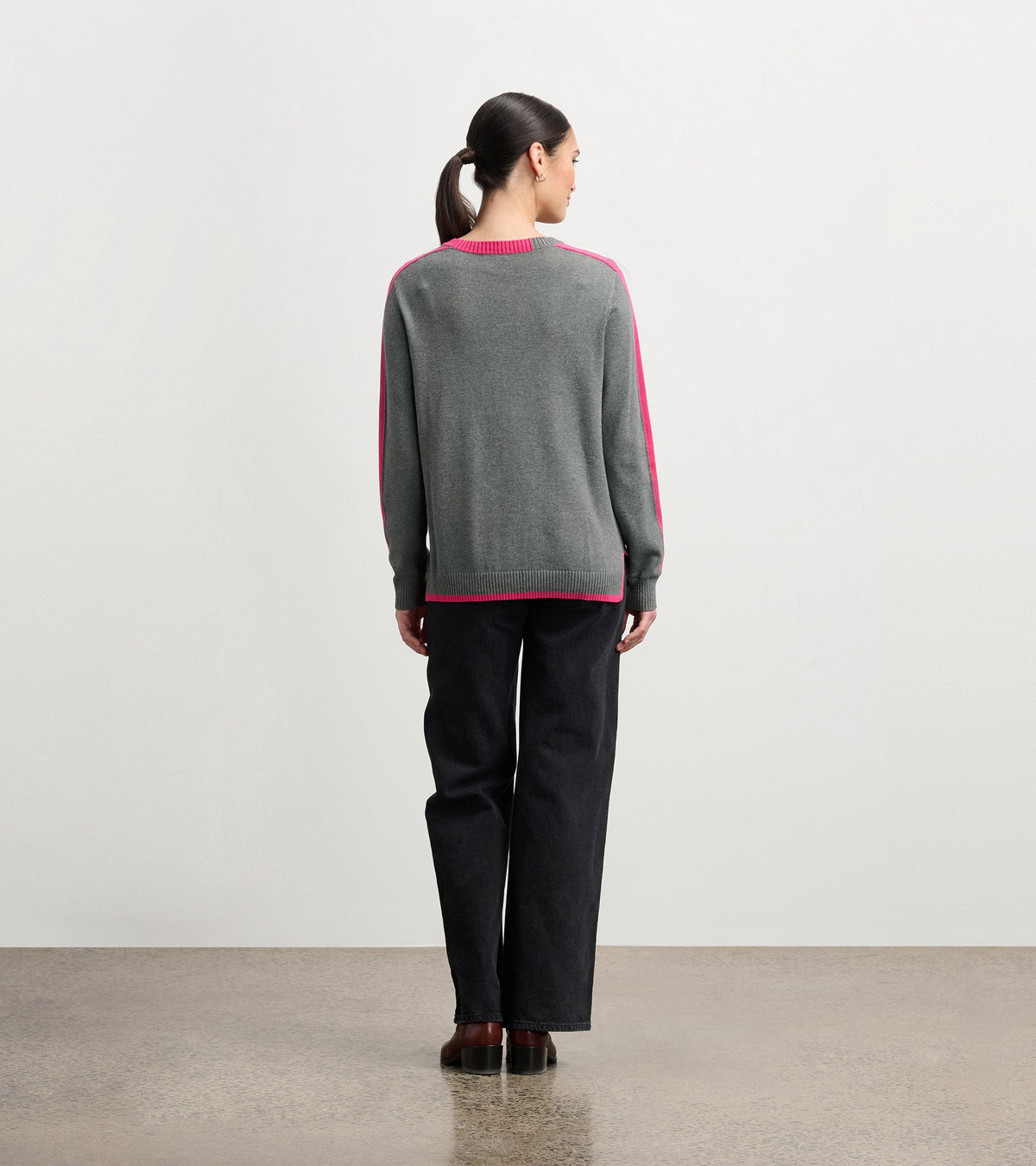 Hatley Contrast Trim Sweater - Charcoal