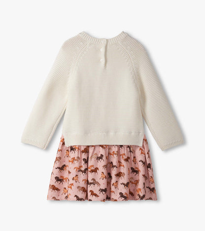 Hatley Baby & Toddler Girls Tinsel Horses Mixed Media Sweater Dress