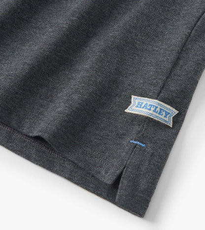 Hatley Boys Blue and Grey Color Block Long Sleeve Polo Shirt