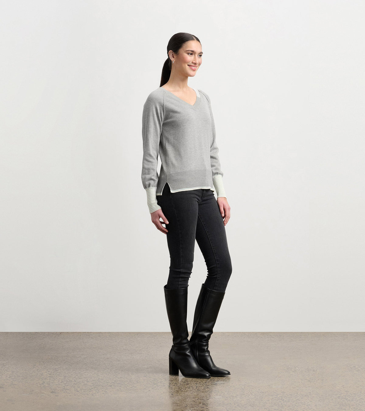 Hatley Cary V-Neck Sweater - Charcoal Melange