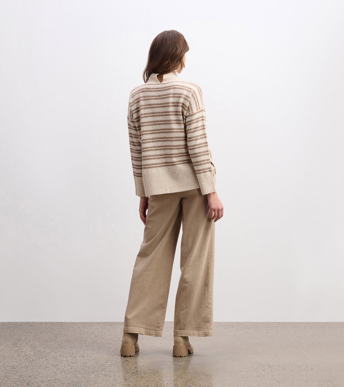 Hatley Mock Neck Sweater - Double Stripe Camel