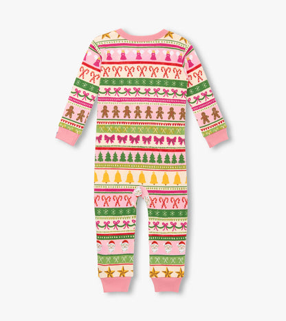 Hatley Baby Girls Pink Fun Fair Isle Cotton Sleeper