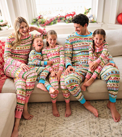Hatley Men's Blue Fun Fair Isle Cotton Pajama Set