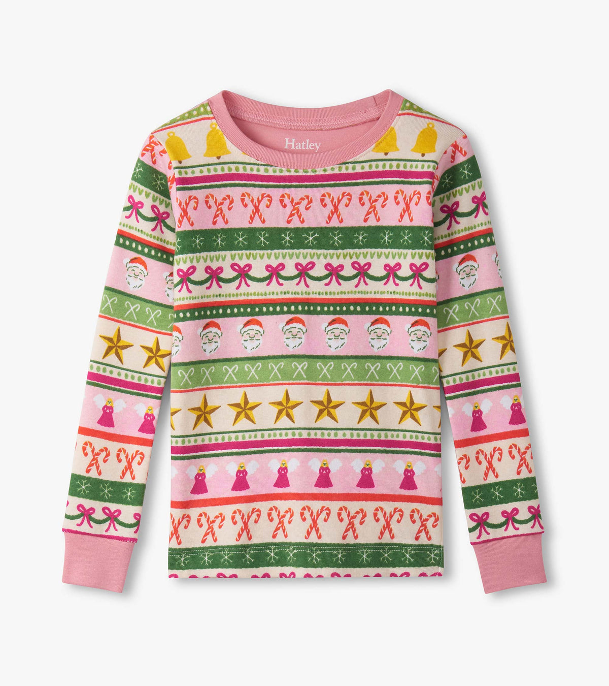 Hatley Girls Pink Fun Fair Isle Cotton Pajama Set