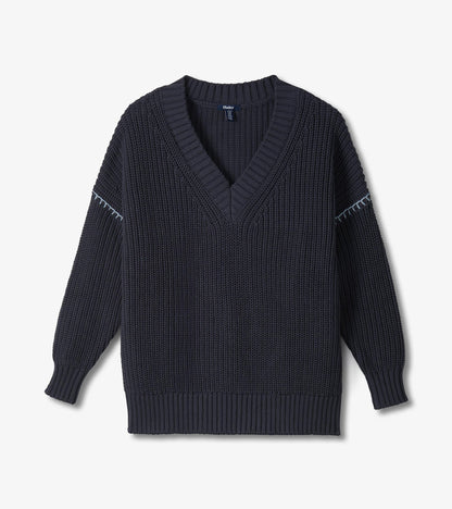 Hatley V-Neck Slouchy Sweater - Faded Grey