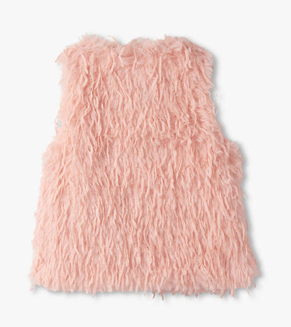 Hatley Girls Pale Pink Feather Faux Fur Vest