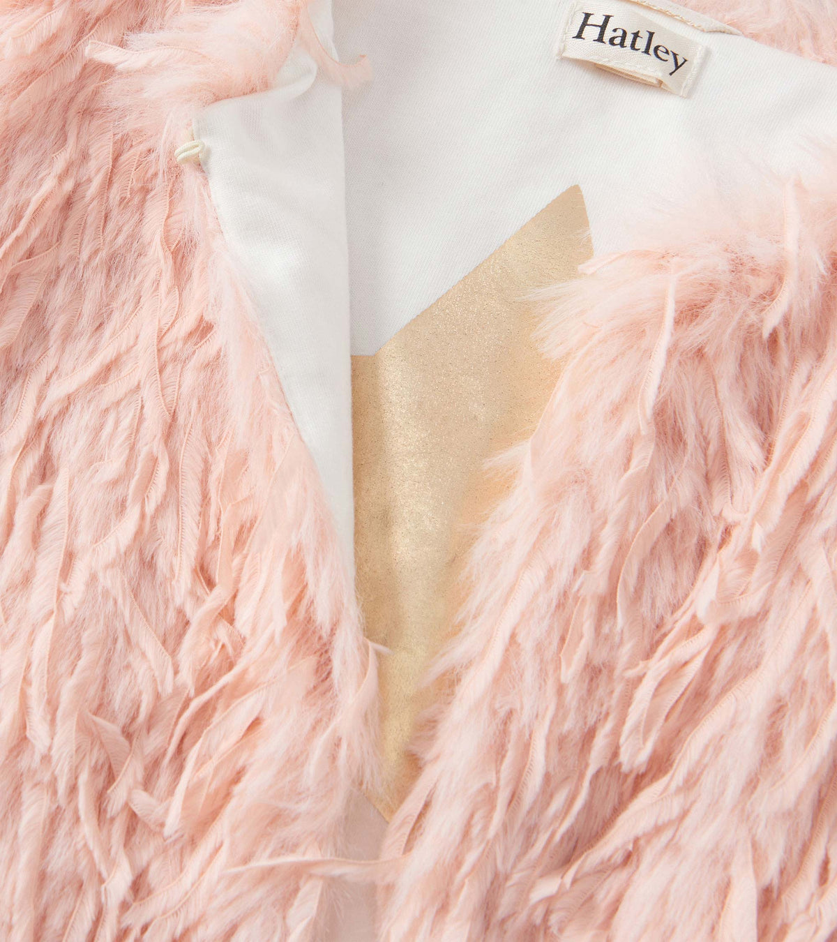 Hatley Girls Pale Pink Feather Faux Fur Vest