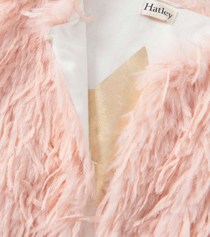 Hatley Girls Pale Pink Feather Faux Fur Vest