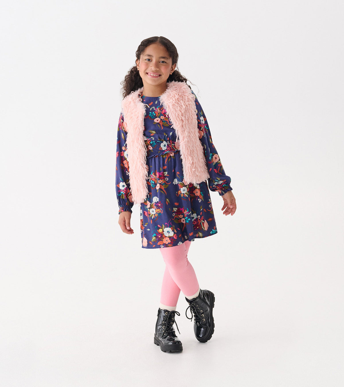 Hatley Girls Pale Pink Feather Faux Fur Vest