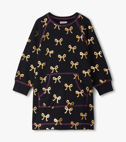 Hatley Girls Gold Bows Sweater Dress