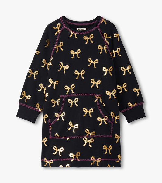 Hatley Girls Gold Bows Sweater Dress