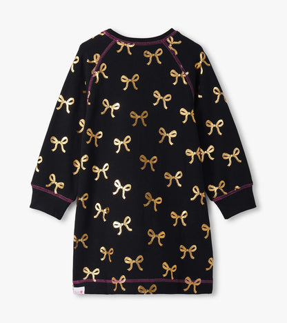Hatley Girls Gold Bows Sweater Dress