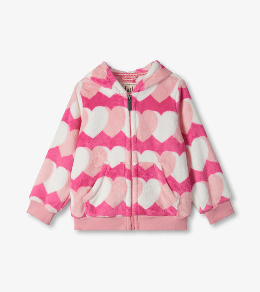 Hatley Girls Graphic Hearts Fleece Zip-Up Hoodie