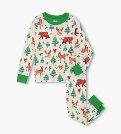 Hatley Girls Holiday Animals Cotton Pajama Set