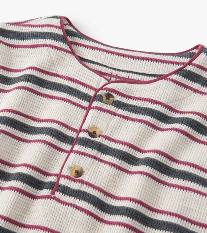 Hatley Boys Oatmeal Melange Stripes Waffle Henley