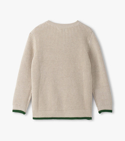Hatley Boys Oatmeal Melange Button Neck Sweater