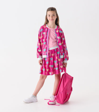 Hatley Girls Pink Busted Hearts Sequin Skirt