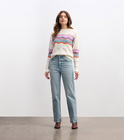 Hatley Pointelle Wave Sweater - Summer Sky Ripple