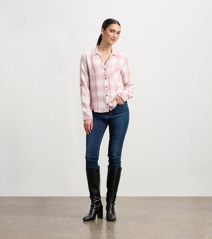 Hatley Lila Button Down - Pink Plaid