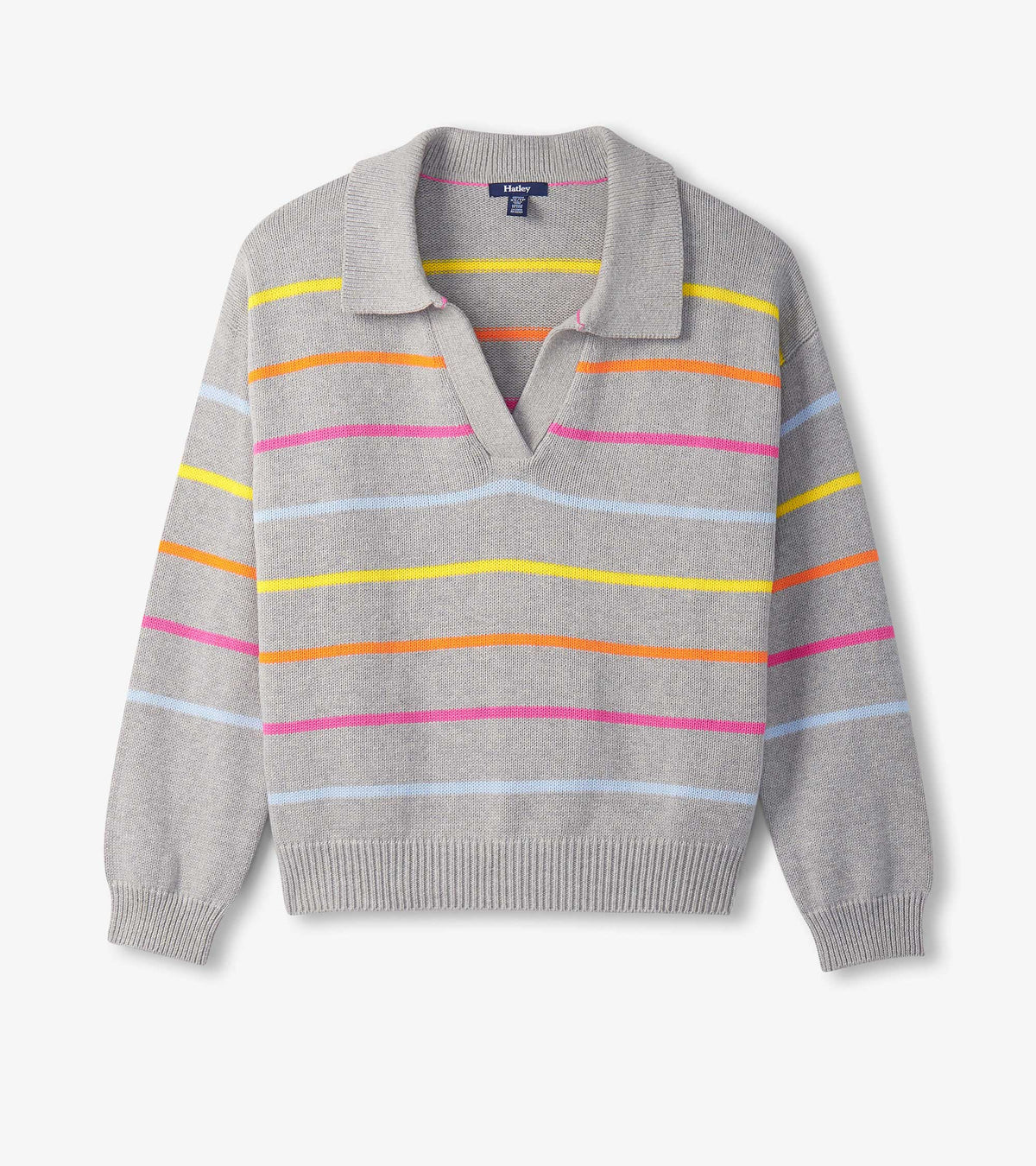 Hatley Johnny Collar Sweater - Sorbet Stripes