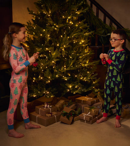 Hatley Girls Pink Bottle Brush Trees Glow in the Dark Cotton Pajama Set