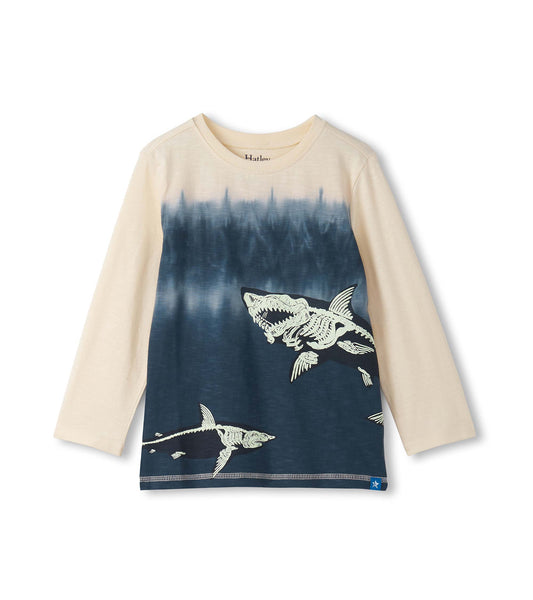 Hatley Boys Shark Bones Glow in the Dark Long Sleeve Graphic Tee