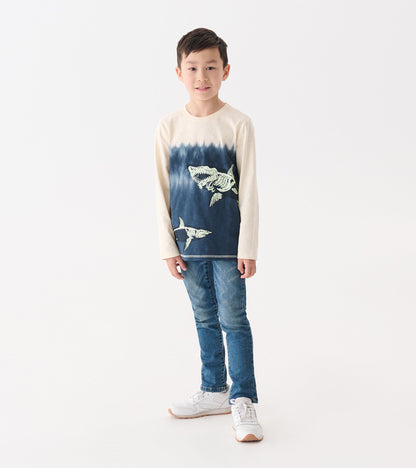 Hatley Boys Shark Bones Glow in the Dark Long Sleeve Graphic Tee