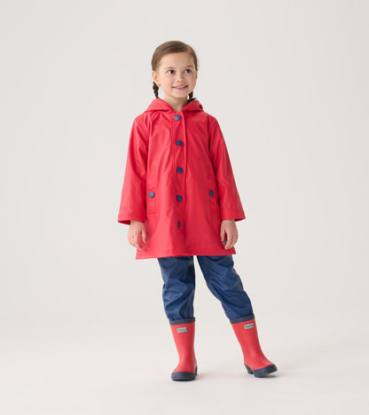 Hatley Kids Red & Navy Button-Up Rain Jacket