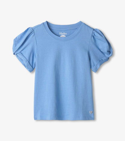 Hatley Girls Cornflower Blue Twisted Sleeve Tee